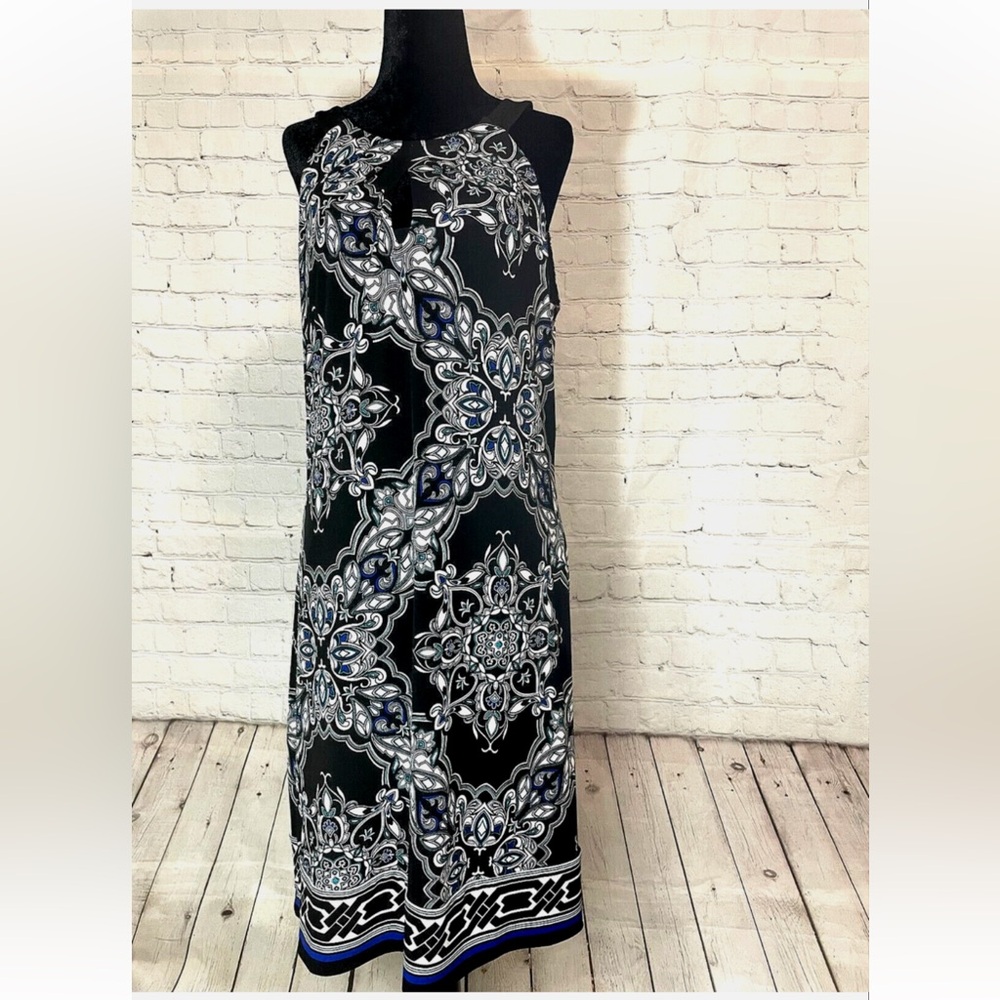 White House Black Market Black Halter Neck Sleeveless Shift Dress Size Medium